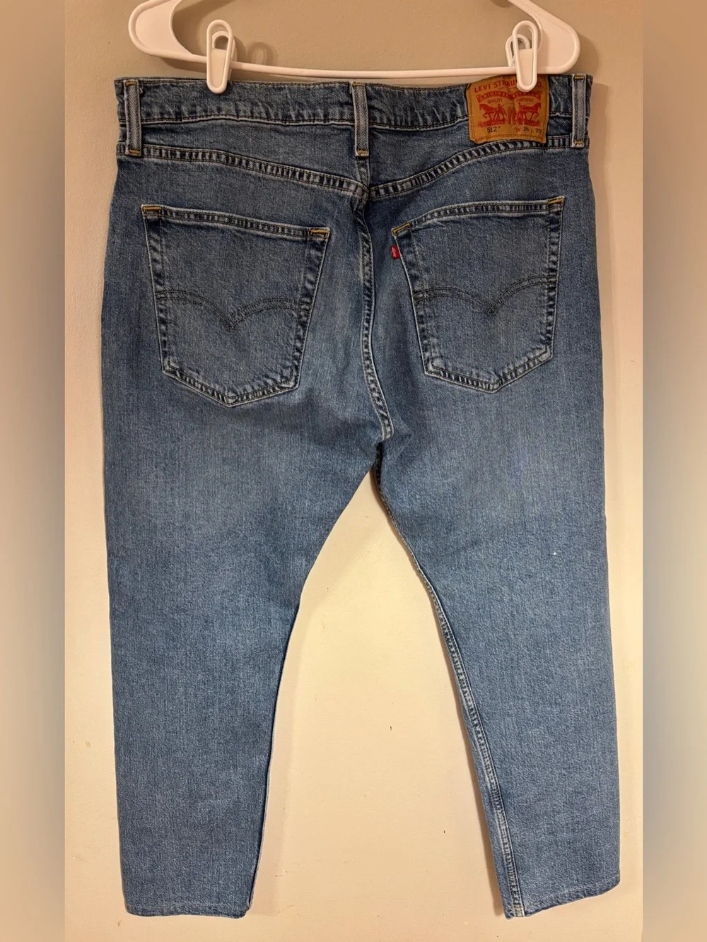 Levi’s 512 Men’s Jeans Hemmed 36x26 Slim Taper Light Wash Blue Denim Stretch